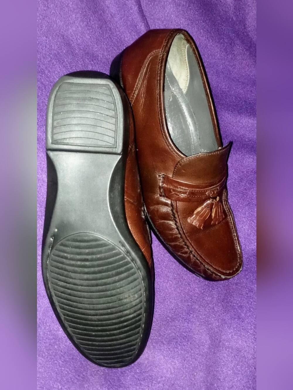 Men's Nunn Bush Brown Leather Tassel Loafer Dress Shoes Slip-On 9.5B